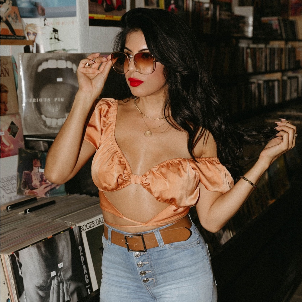 Orange cutout crop top